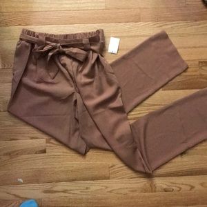 Paper bag tie waist pants